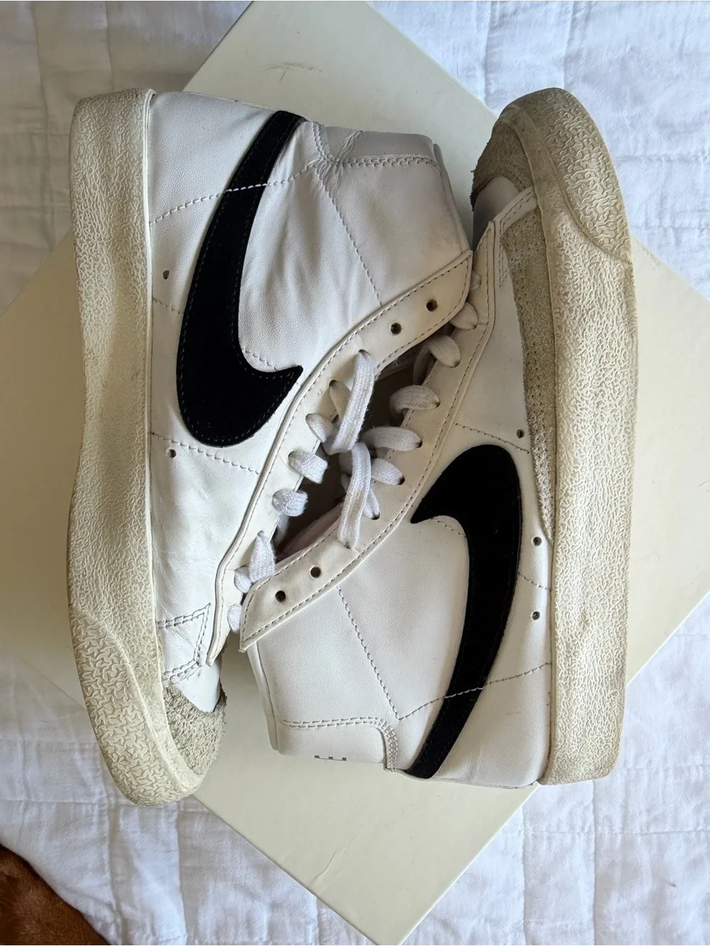 Nike Women's White & Black High-Top Sneakers, Blazers size W7.5